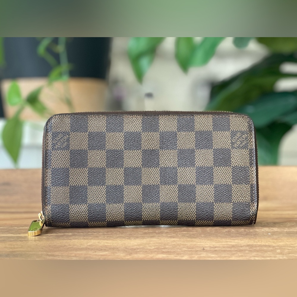 Authentic Louis Vuitton Damier Ebene Zip Around Long Wallet - Picture 1 of 14